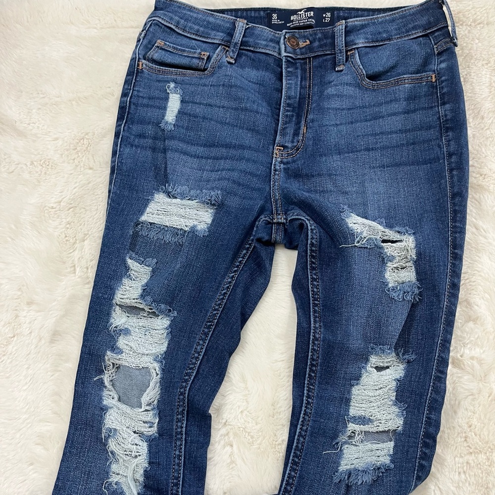 Hollister Blue Skinny Distressed Jeans